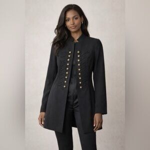 NWT Tommy Hilfiger Double Breasted Black Topper